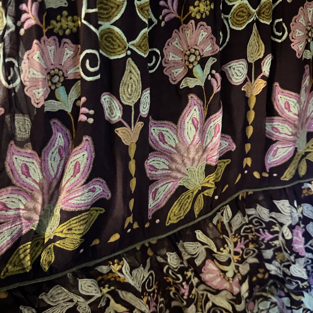 FARM RIO Burgundy Bella Maxi Dress | Tropical Floral Boho Statement | Size L EUC - Picture 8 of 9
